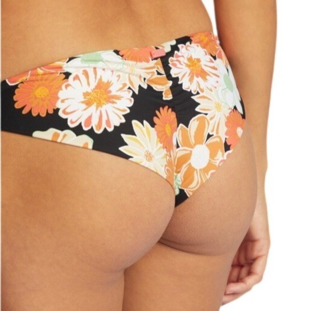 Roxy M Antrhacite Boogie Chillin Hipster Cheeky Scrunch Bikini Bottom Swimwear